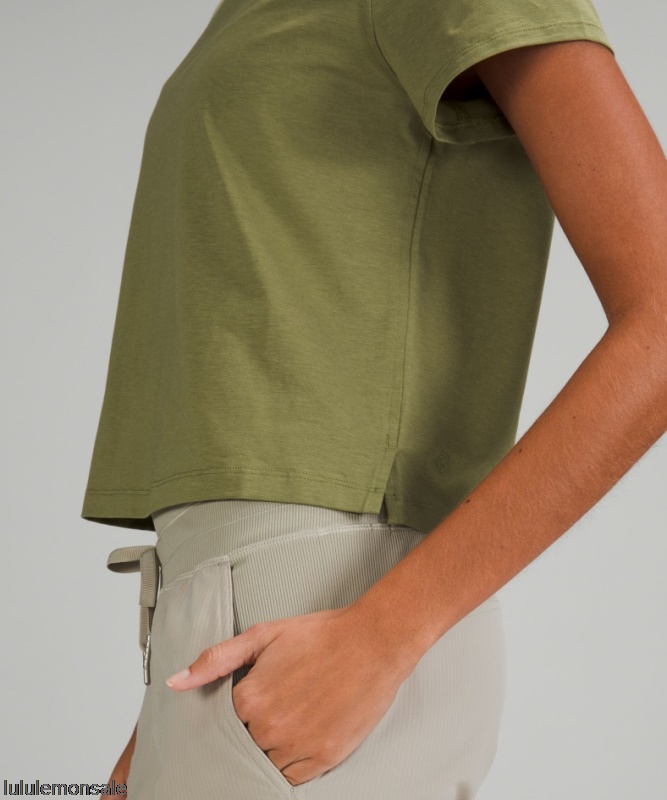 Lululemon Damen DELULU327 | Klassisches T-shirt Aus Baumwollmischung Bronze Grün